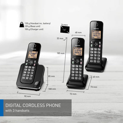 Panasonic DECT 6.0 Expandable Cordless Phone with Call Block - 3 Cordless Handsets - KX-TGC383CB (Black) 🍁 All In One Marketplace Canada