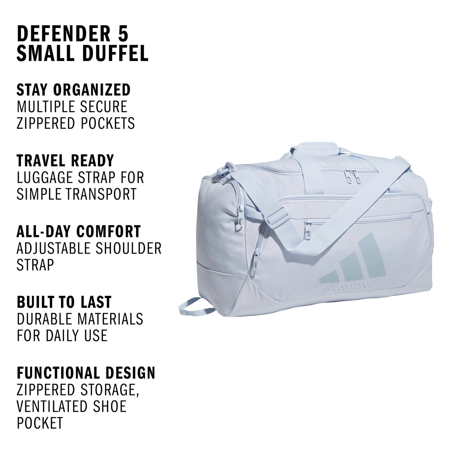 Adidas Unisex-Adult Defender 5 Small Duffel Bag, Crystal Sky/Wonder Blue, One Size Fits All adidas