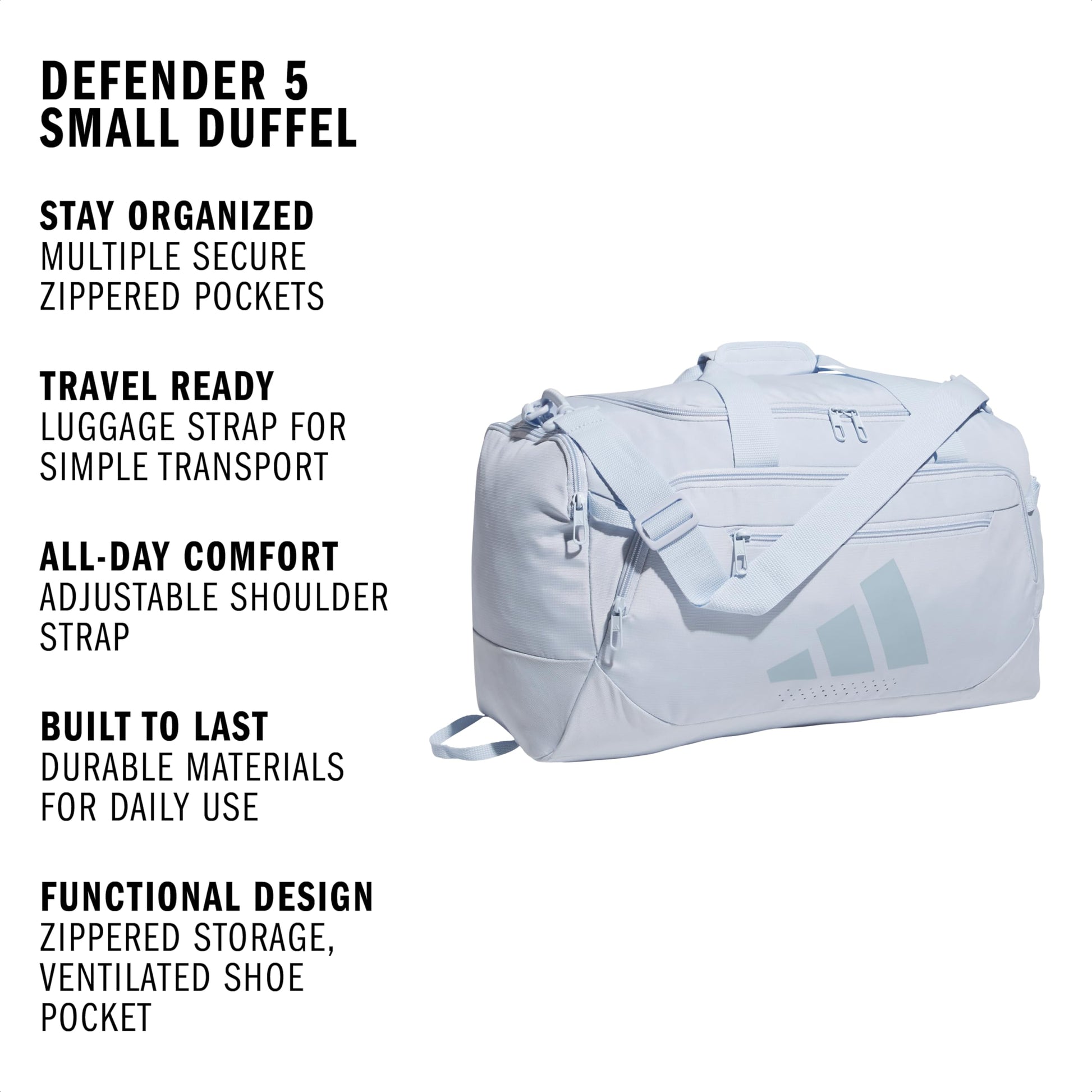 Adidas Unisex-Adult Defender 5 Small Duffel Bag, Crystal Sky/Wonder Blue, One Size Fits All adidas