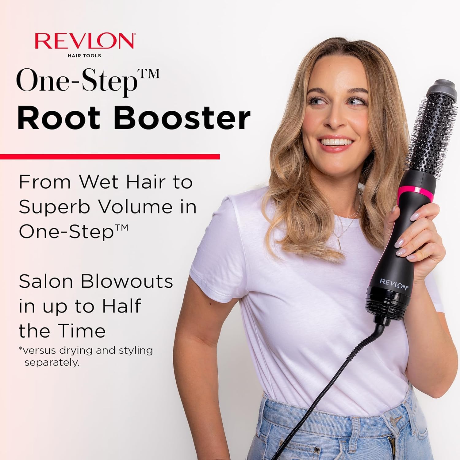 Revlon RVDR5292F One-Step™ Root Booster with Ionic Technology, 1.5 Inch Round Brush Ionic Hair Dryer, Hair Styler, 3 Heat/Speed Settings, Travel Friendly, All Hair Types, Less Frizz, Shiny Hair, Black - Available at All In One Marketplace Canada