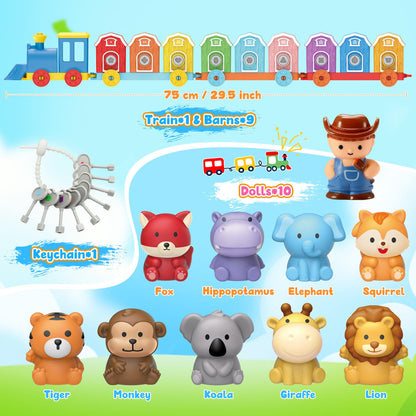 Luckades Toddler Animals Montessori Toys for 2 3 4 Year Old Boy Girl, Learning Farm Train Set with Counting Matching & Sorting for Kids 2-3 3-5 Preschool Christmas Birthday Baby Boy Girl Gifts 🍁 All In One Marketplace Canada