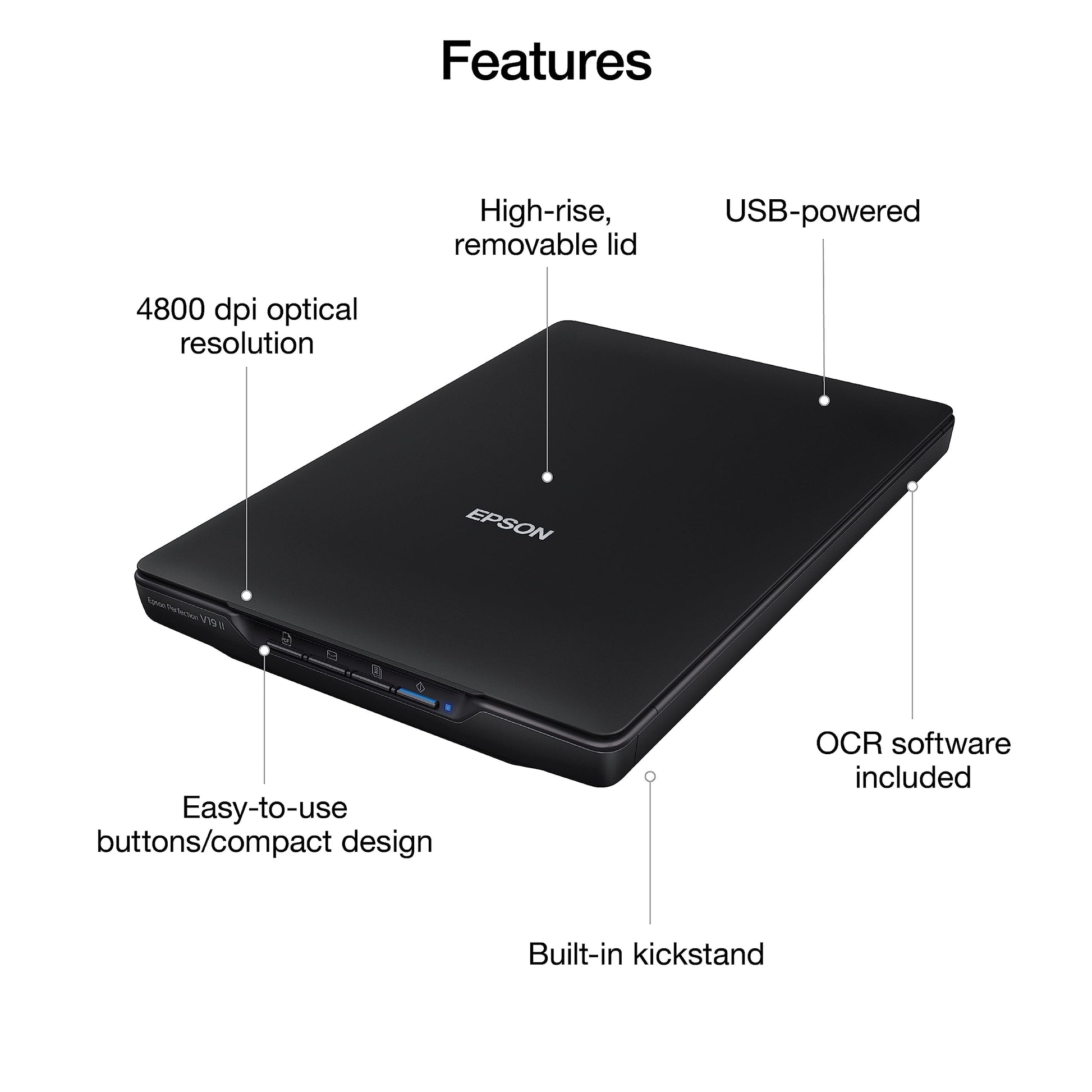 Epson Perfection V19 II Flatbed Photo Scanner 4800 dpi Optical Resolution Epson