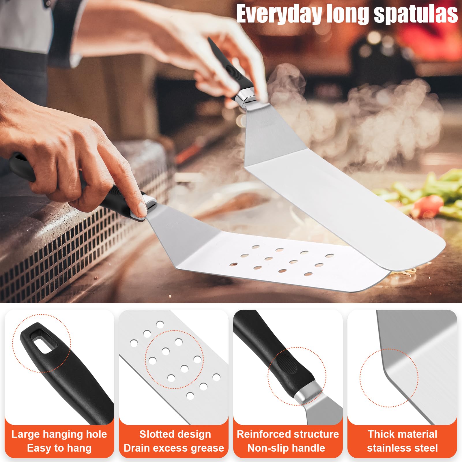 RINPIR 42pcs Griddle Accessories Kit for Blackstone, Flat Top Grill Spatula Set with Enlarged Spatulas, Melting Dome and Burger Press, Professional Hibachi Tools Gifts for Outdoor BBQ Teppanyaki - Available at All In One Marketplace Canada