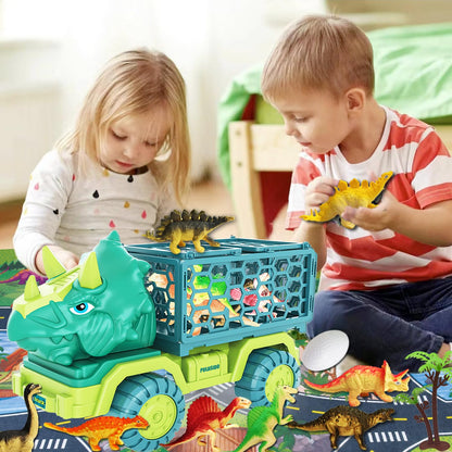 Dinosaur Truck Toys for Kids 3-8 Years, Triceratops Transport Car Toy with 15 Dino Figures,Dinosaur Eggs,Activity Play Mat,Dinosaur Game Set,Christmas Birthday Gifts for Boys Girls Stocking Stuffers 🍁 All In One Marketplace Canada