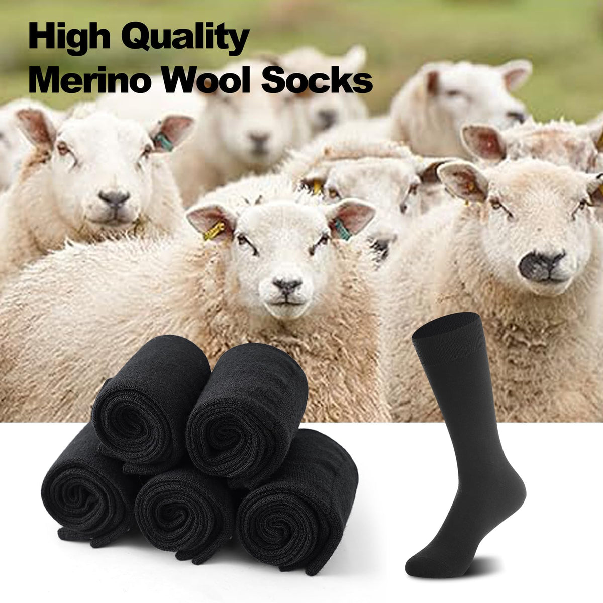 Mens Merino Wool Dress Socks, Lightweight Thermal Crew Socks for Winter 🍁 All In One Marketplace Canada