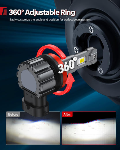 Torchbeam H11 H9 H8 LED Headlight Bulbs, 1000% Super Brightness, 1:1 Mini Size H11 LED Bulbs, 6500K Cool White H9 H8 Halogen Replacement, Canbus Ready, Plug and Play, Pack of 2 🍁 All In One Marketplace Canada