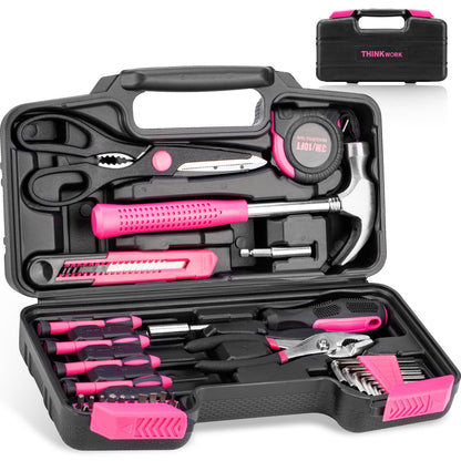 THINKWORK Pink Tool Set - 40 Piece General Household Hand Tool Kit with Storage Toolbox, Small Basic Tool Set Perfect for DIY, Home, Office, Garage and College Dormitory Use - Christmas Gift for Women 🍁 All In One Marketplace Canada