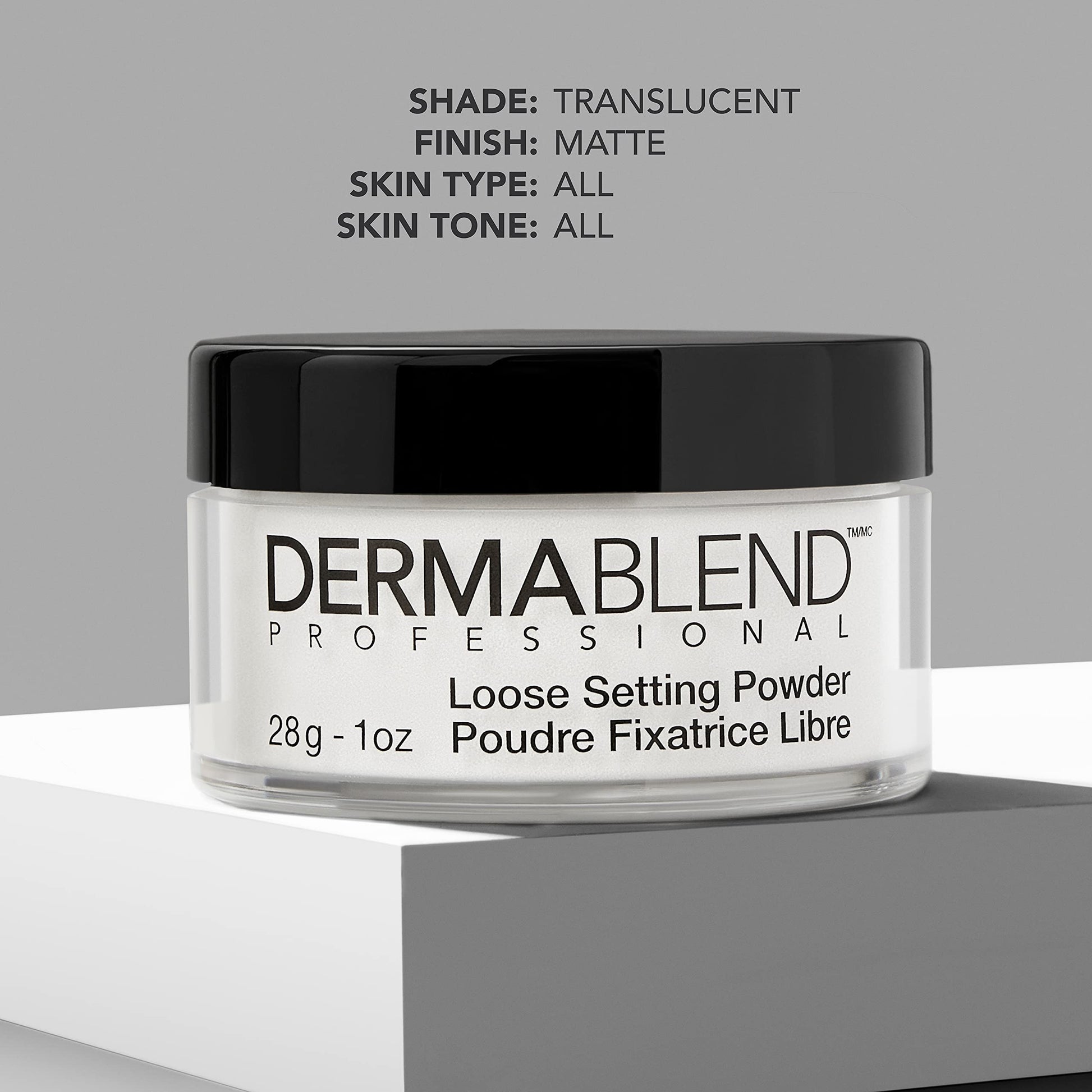Dermablend Loose Setting Powder, Translucent Powder for Face Makeup, Mattifying Finish and Shine Control, 28g Dermablend