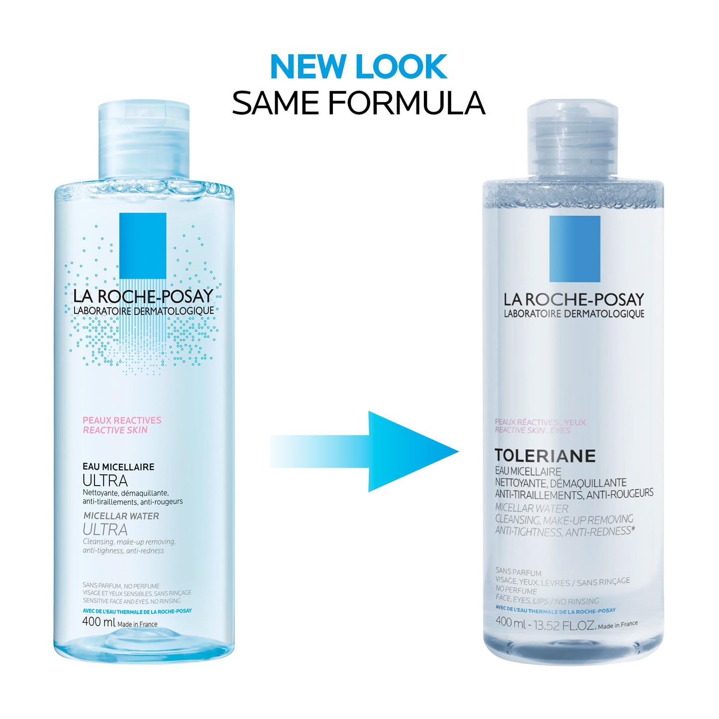 La Roche Posay Toleriane Micellar Water for Reactive Skin, Gently Cleanses & Removes Makeup, Formulated with Glycerin for Hydration, Fragrance-Free & Alcohol-Free, Recommended by Dermatologists, 400ml La Roche-Posay