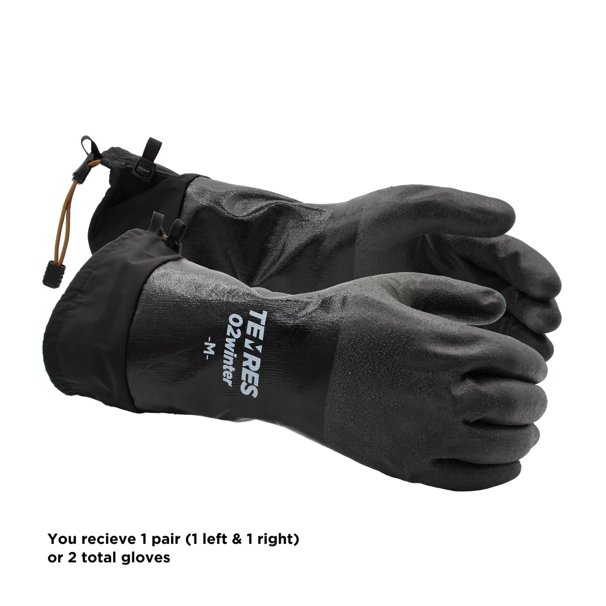 SHOWA TEMRES 282-02 Waterproof Insulated Winter Work Gloves, Breathable Polyurethane, Integrated Drawstring Gaiter Snow Cuff, Thermal Fleece for Skiing, Ice Fishing, Black, Large, 1-Pair 🍁 All In One Marketplace Canada