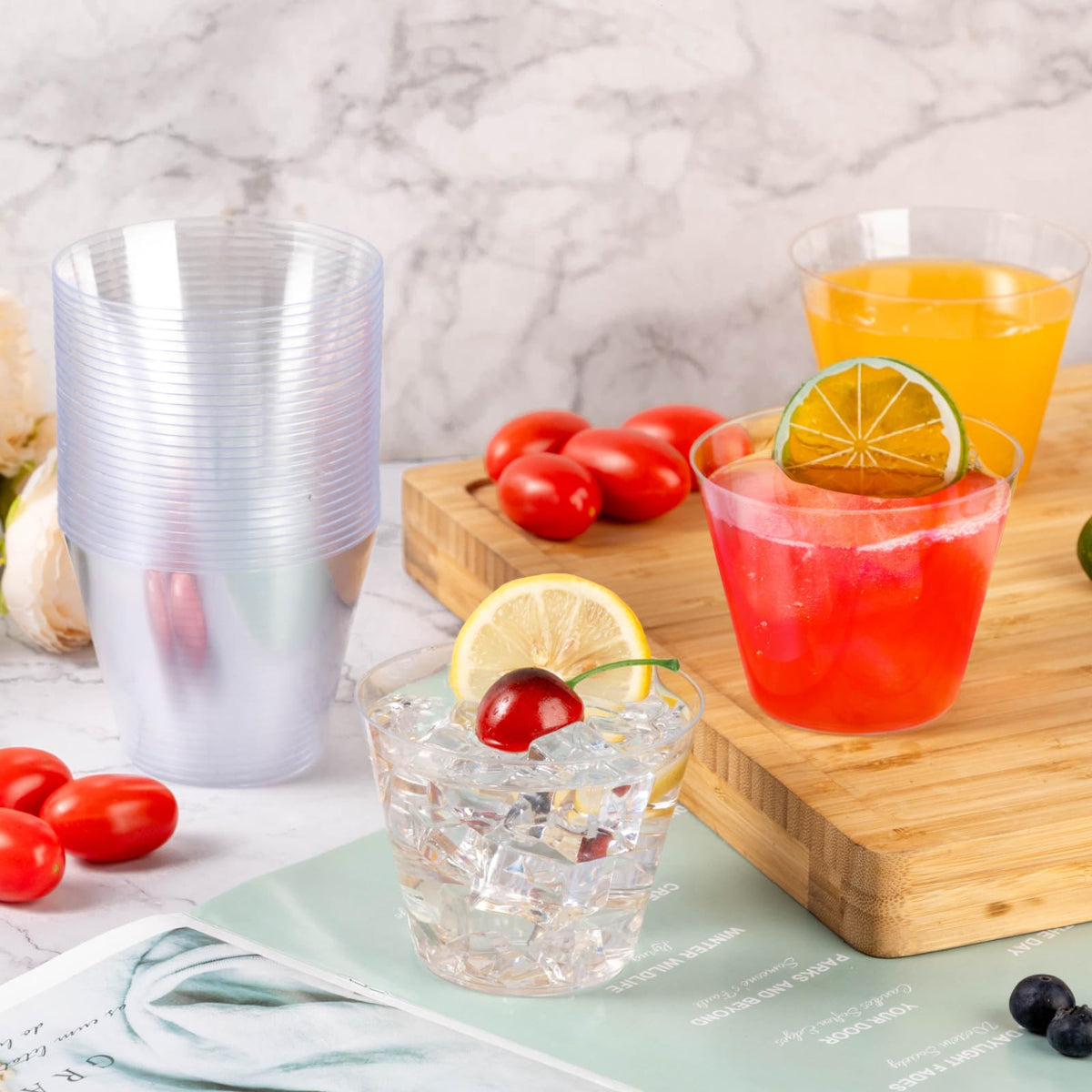 Goodluck 50PCS 9oz Clear Plastic Cups Plastic Cocktail Glasses for Party 🍁 All In One Marketplace Canada