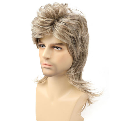 Wigs for Men 80s Costumes Fancy Party Accessory Cosplay Wig Men's wig punk heavy metal shawl curly hair holiday wig (Blonde) 🍁 All In One Marketplace Canada