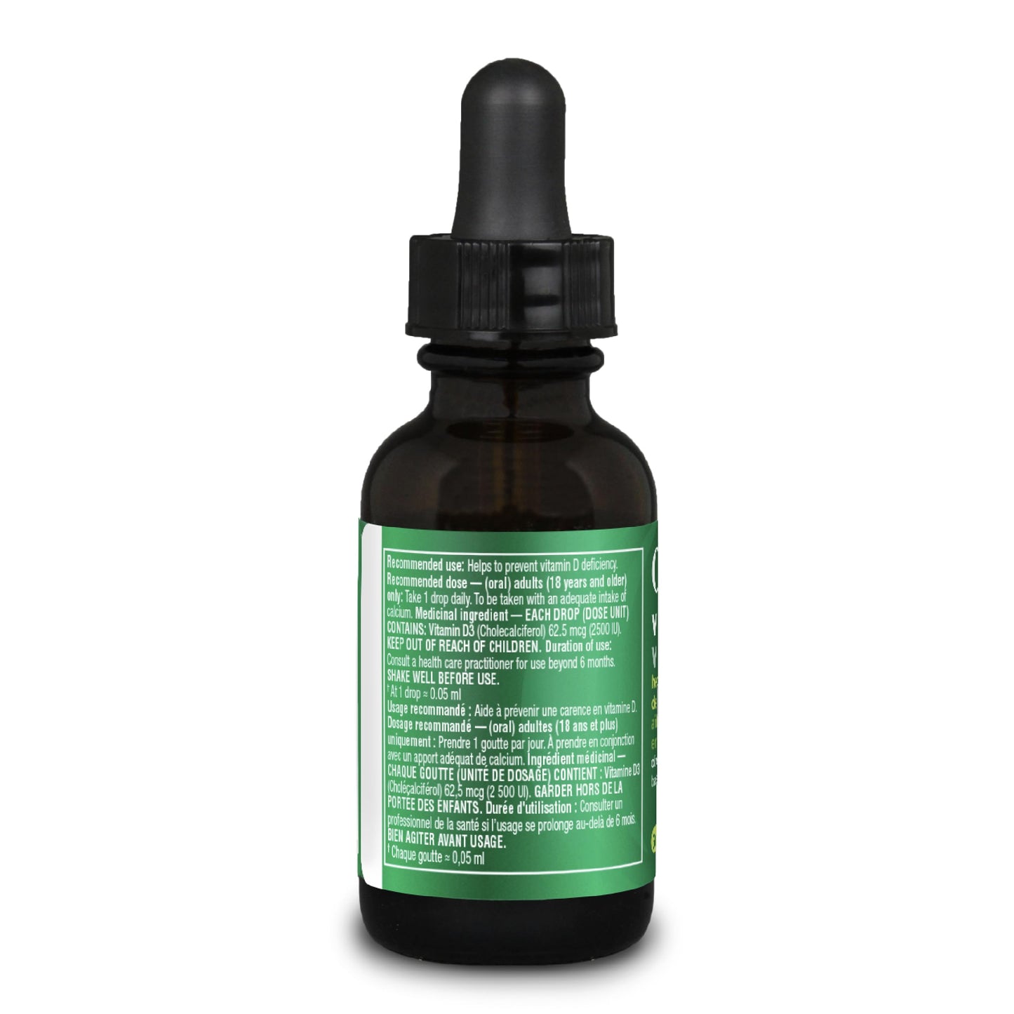 Organika Canadian-Made Vitamin D3 Liquid 2500IU- Olive Oil Base, Immune System Support- 30ml - Available at All In One Marketplace Canada