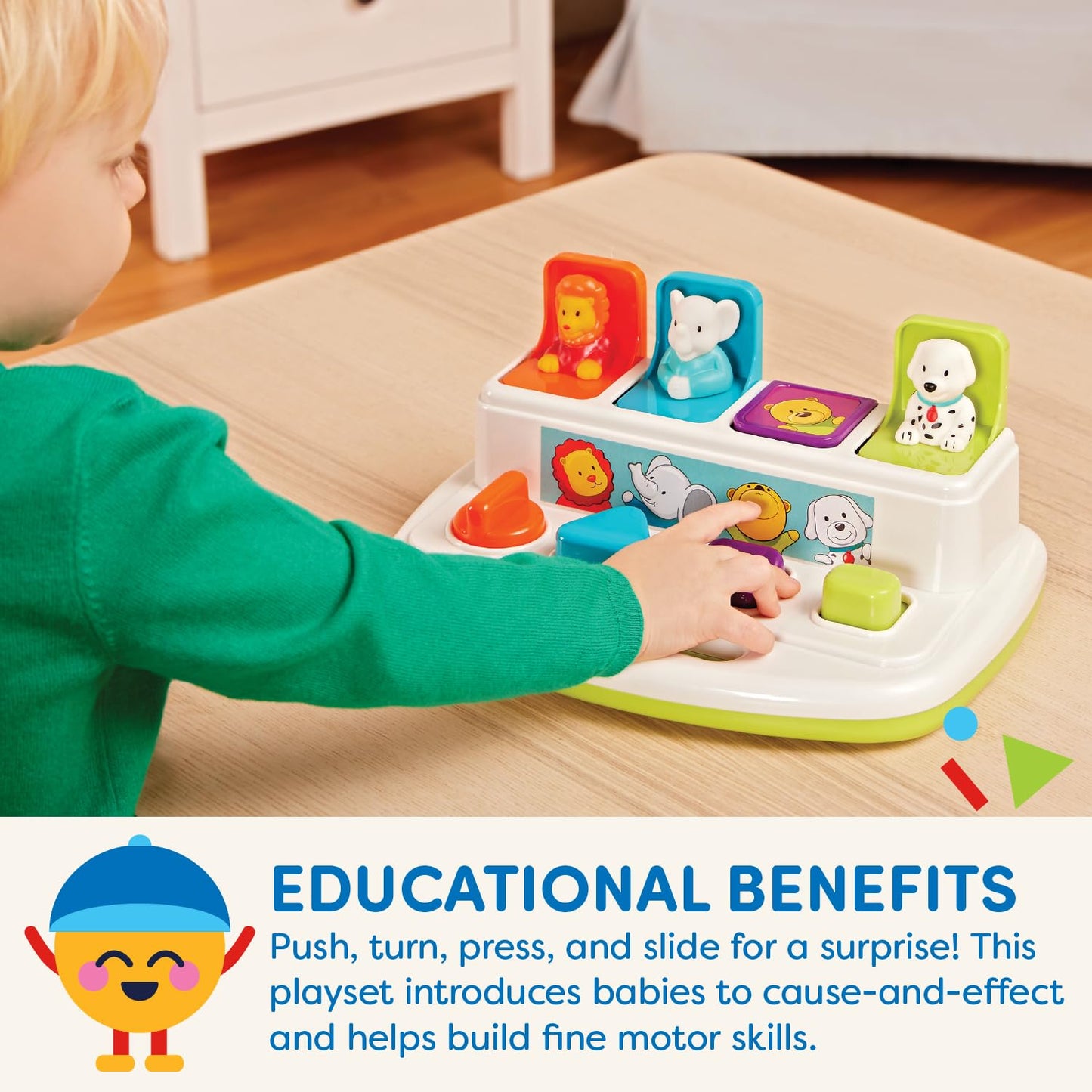 Battat Pop-Up Toy, Pop-Up Pals Cause-and-Effect Animal Toy, Toddler, 4 Pals 🍁 All In One Marketplace Canada