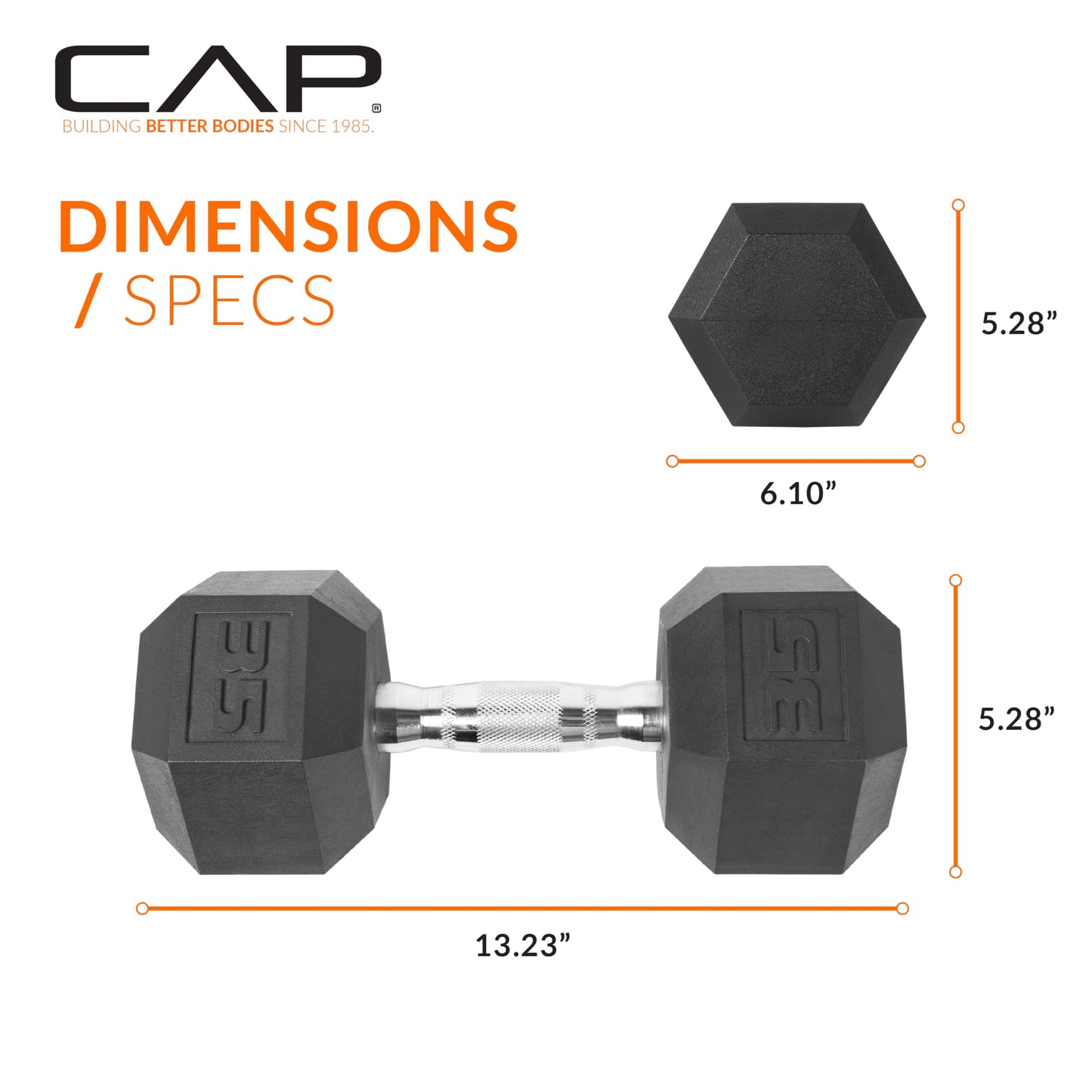 CAP Barbell 35 lb Rubber Coated Hex Dumbbell Weight 🍁 All In One Marketplace Canada