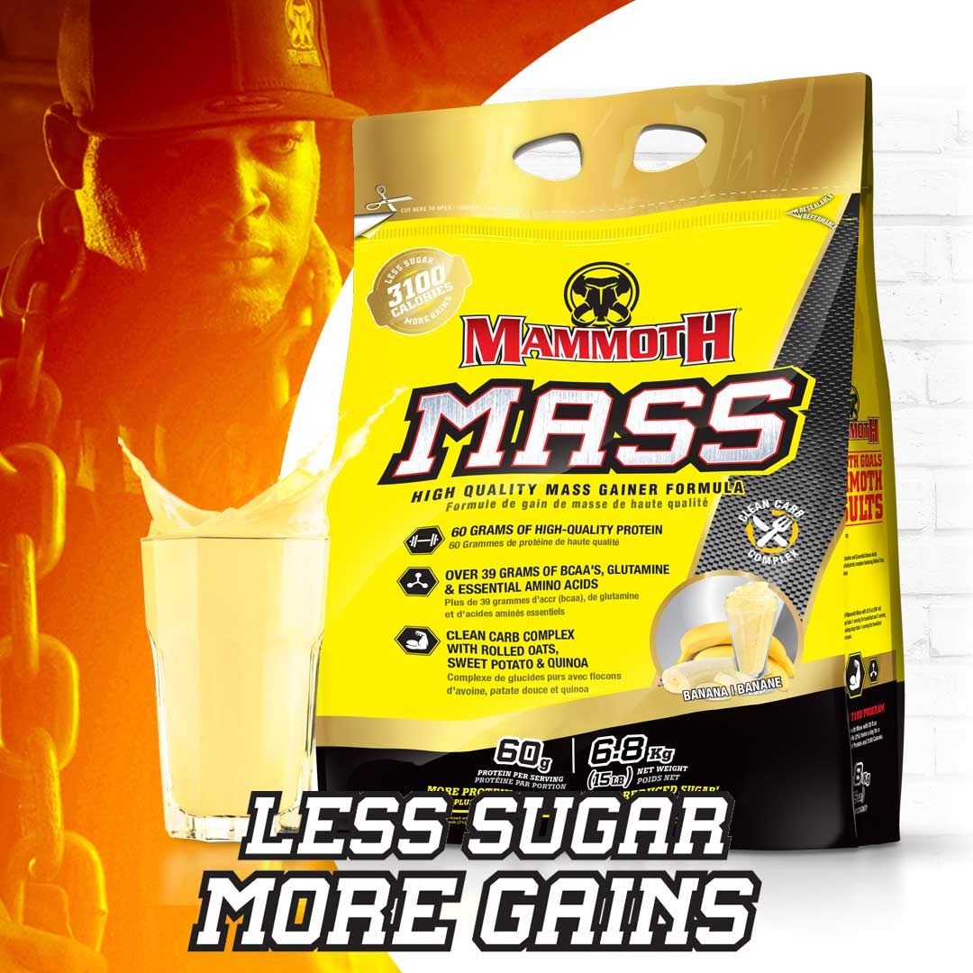 MAMMOTH MASS Weight Gainer Protein Powder - High Calorie Muscle Building Shake, Vanilla, 15 lb