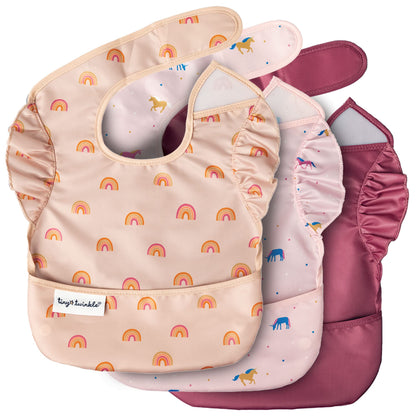 Tiny Twinkle - Mess-proof Easy Bib 3 Pack - Unicorn, Rainbow, Burgundy 🍁 All In One Marketplace Canada