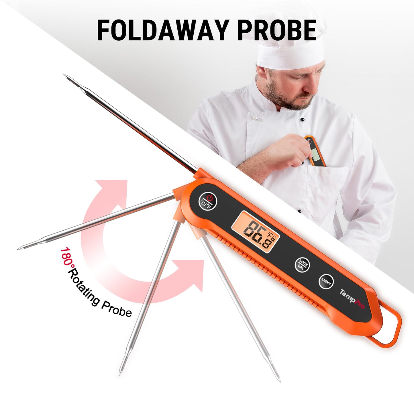 TempPro Digital Instant Read Meat Thermometer for Grilling Waterproof Kitchen Food Thermometer with Calibration Backlight Baking Bread Candy Thermometer Cooking Tools Utensils (Previously ThermoPro)