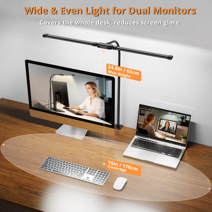 Desk Lamp with Clamp, Eye-Caring Desk Light with 50 Lighting Modes, Wide Double Head, Adjustable Architect Light Flexible Neck, Table lamp for Home Office, Computer, Craft(Includes Adapter) - Available at All In One Marketplace Canada