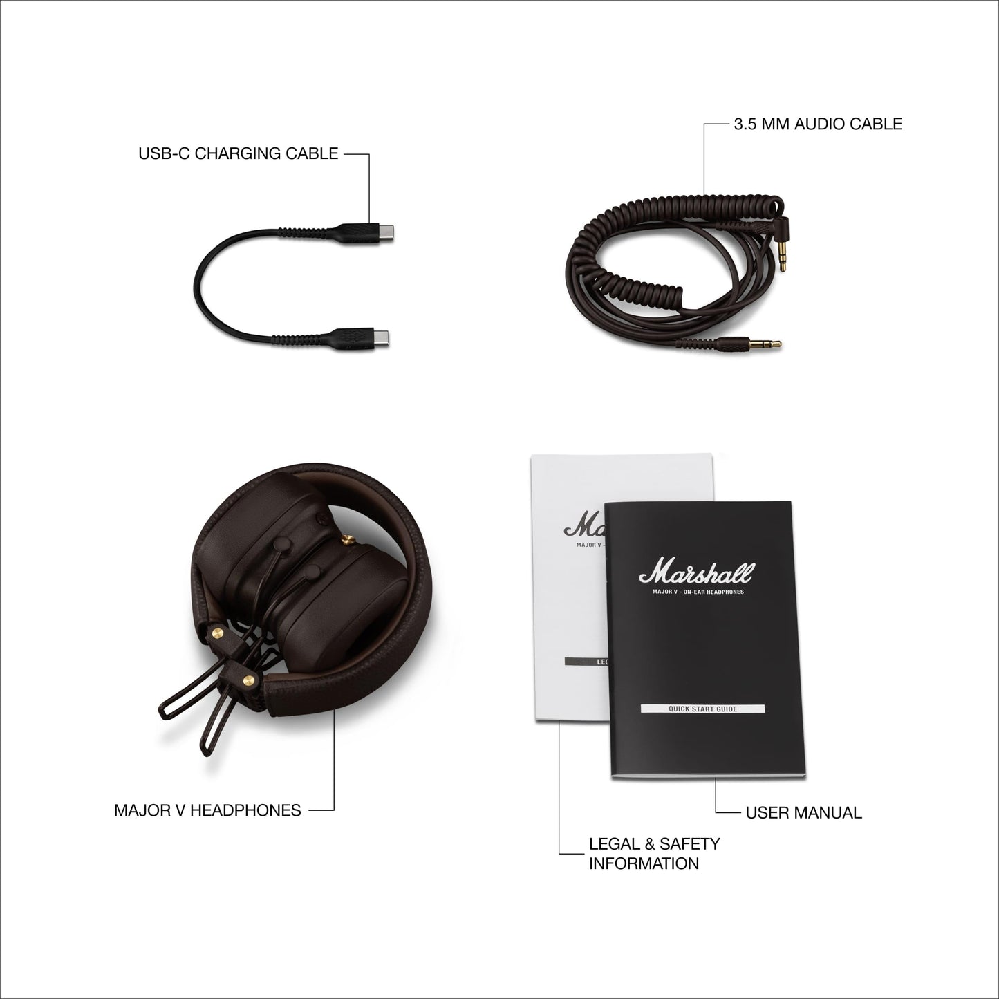 Marshall Major V Wireless On-Ear Headphones with 100+ Hours of Playtime - Brown Marshall