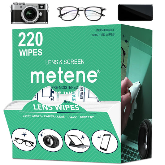 Metene Lens Wipes, 220 Pre-Moistened Individually Wrapped Glasses Wipes - Available at All In One Marketplace Canada