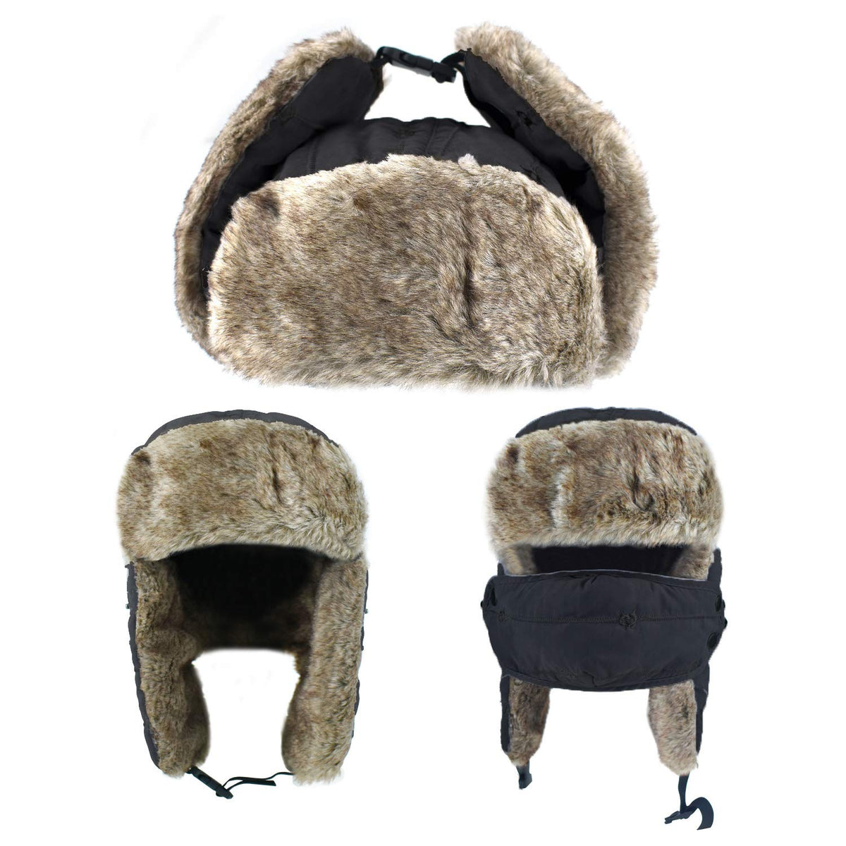BROTOU Winter Trapper Hat for Men and Women, Warm Windproof Skiing Hats with Ear Flap and Mask (Dark Black) 🍁 All In One Marketplace Canada