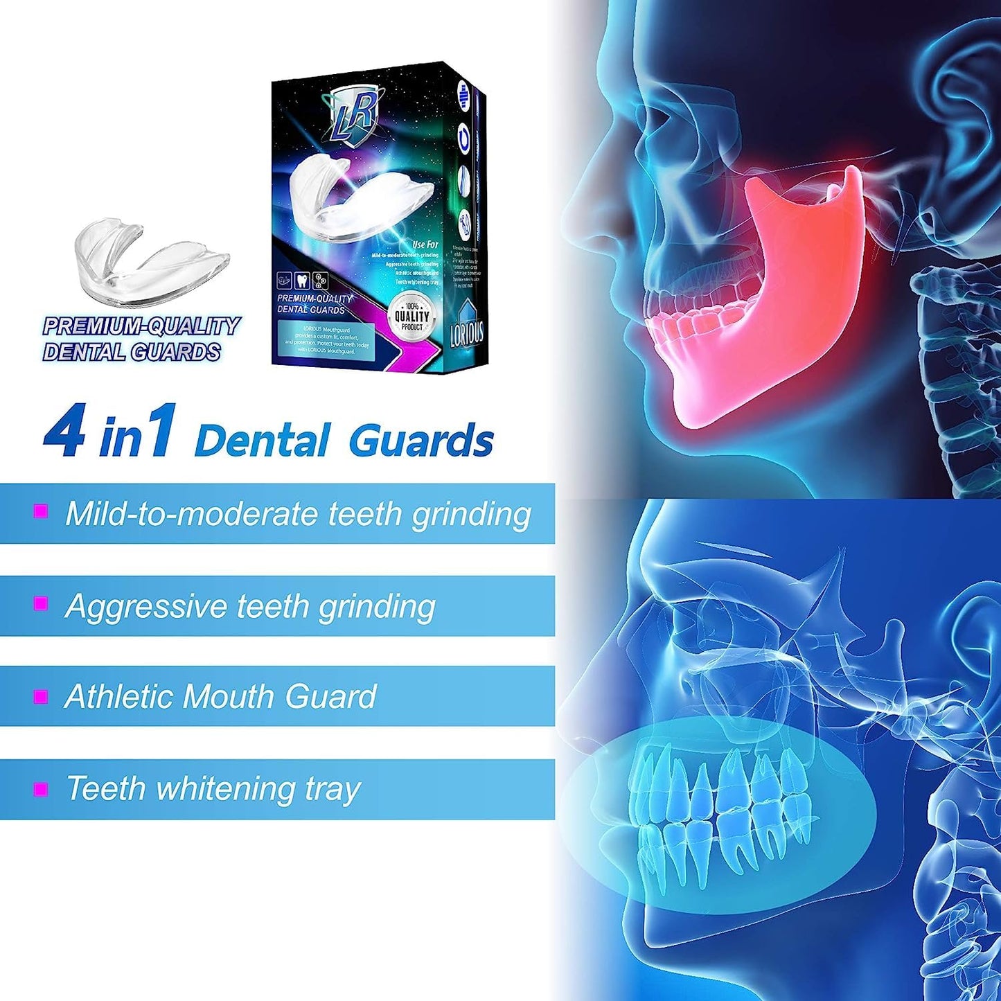 6 Pcs Moldable Mouth Guard for Teeth Grinding & Clenching, Professional Custom Fit Boil and Bite Night Guards for Sleep, 3mm Trimmable Dental Protector for Men Women and Teens - Available at All In One Marketplace Canada