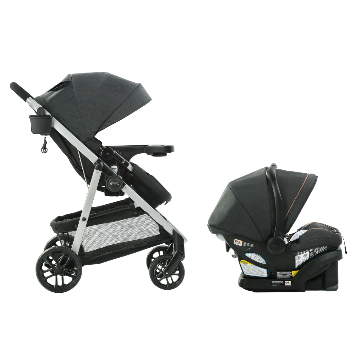 Graco Modes Pramette Travel System, 3-in-1 Baby Stroller and Car Seat Combo with SnugRide SnugLock 35 Infant Car Seat, Rear-Facing from 1.8-16 kg (4-35 lb), Britton
