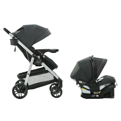 Graco Modes Pramette Travel System, 3-in-1 Baby Stroller and Car Seat Combo with SnugRide SnugLock 35 Infant Car Seat, Rear-Facing from 1.8-16 kg (4-35 lb), Britton