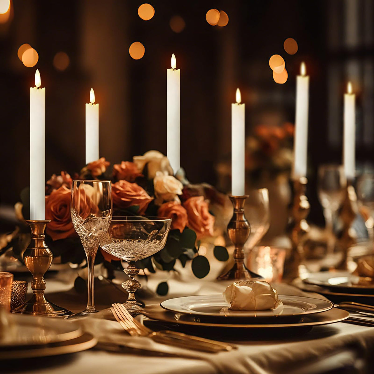 Tyawon Battery Operated Real Wax LED Flameless Taper Candles 10-Key Remote with Timer 9.4 inch Window Candles LED Flickering Warm Wick Christmas Home Wedding Decor (Pack of 6)-White 🍁 All In One Marketplace Canada