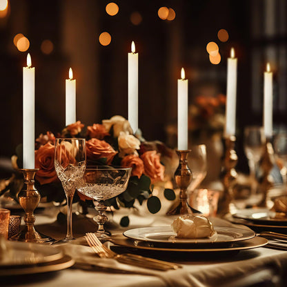 Tyawon Battery Operated Real Wax LED Flameless Taper Candles 10-Key Remote with Timer 9.4 inch Window Candles LED Flickering Warm Wick Christmas Home Wedding Decor (Pack of 6)-White 🍁 All In One Marketplace Canada