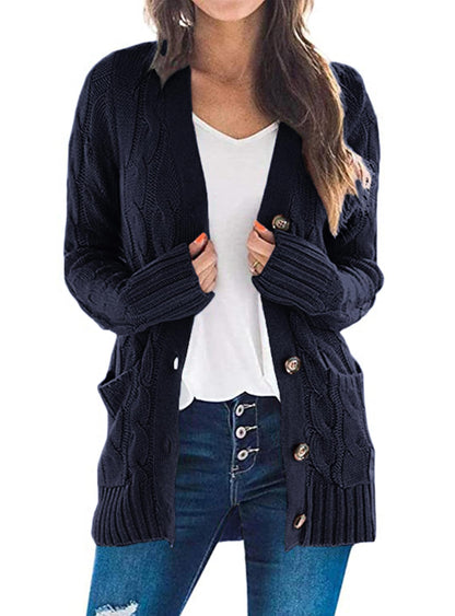 PRETTYGARDEN Women's Cable Knit Cardigan Sweaters Fall(Navy,L) 🍁 All In One Marketplace Canada