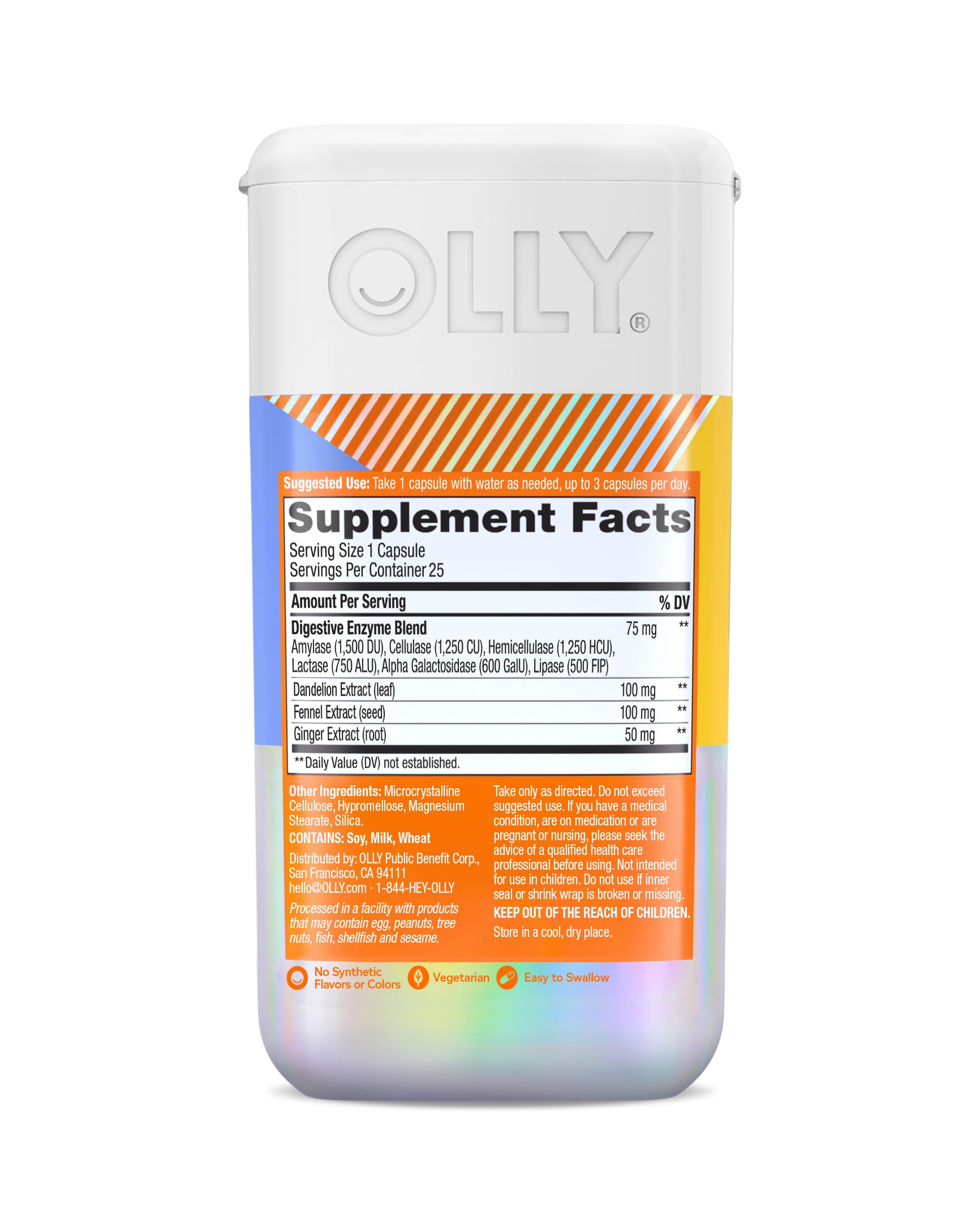 OLLY Beat The Bloat Capsules, Belly Bloat Relief for Gas and Water Retention, Digestive Enzymes, Vegetarian, Supplement for Women - 25 Count - Available at All In One Marketplace Canada