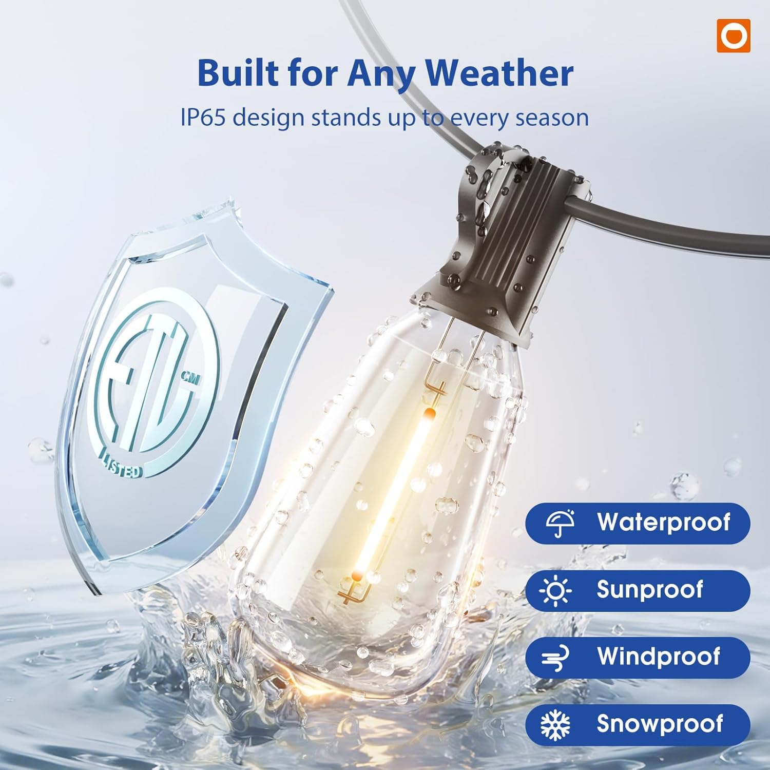 addlon 100FT (50FTx2) Outdoor String Lights Waterproof Shatterproof with 32 LED Edison Bulbs, Dimmable Connectable Patio Lights for Backyard Garden Balcony Party, Warm Yellow, Energy-Saving - Available at All In One Marketplace Canada