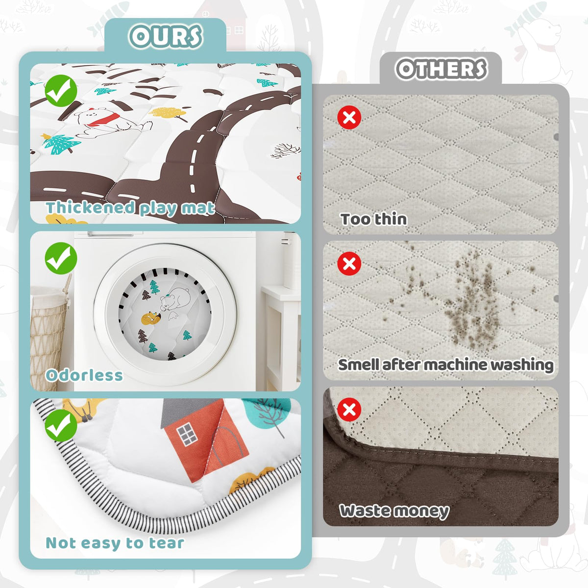 Palopalo 71x59in Christmas Baby Play Mat with Train Track Winter Design 🍁 All In One Marketplace Canada