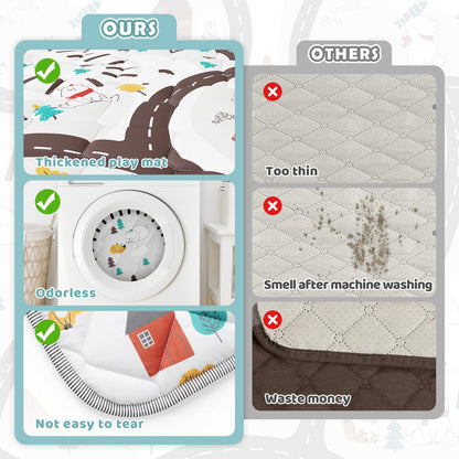 Palopalo 71x59in Christmas Baby Play Mat with Train Track Winter Design 🍁 All In One Marketplace Canada
