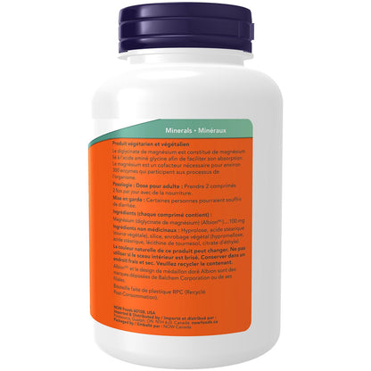 NOW Supplements, Magnesium Glycinate 100 mg, Highly Absorbable Form, 180 Tablets