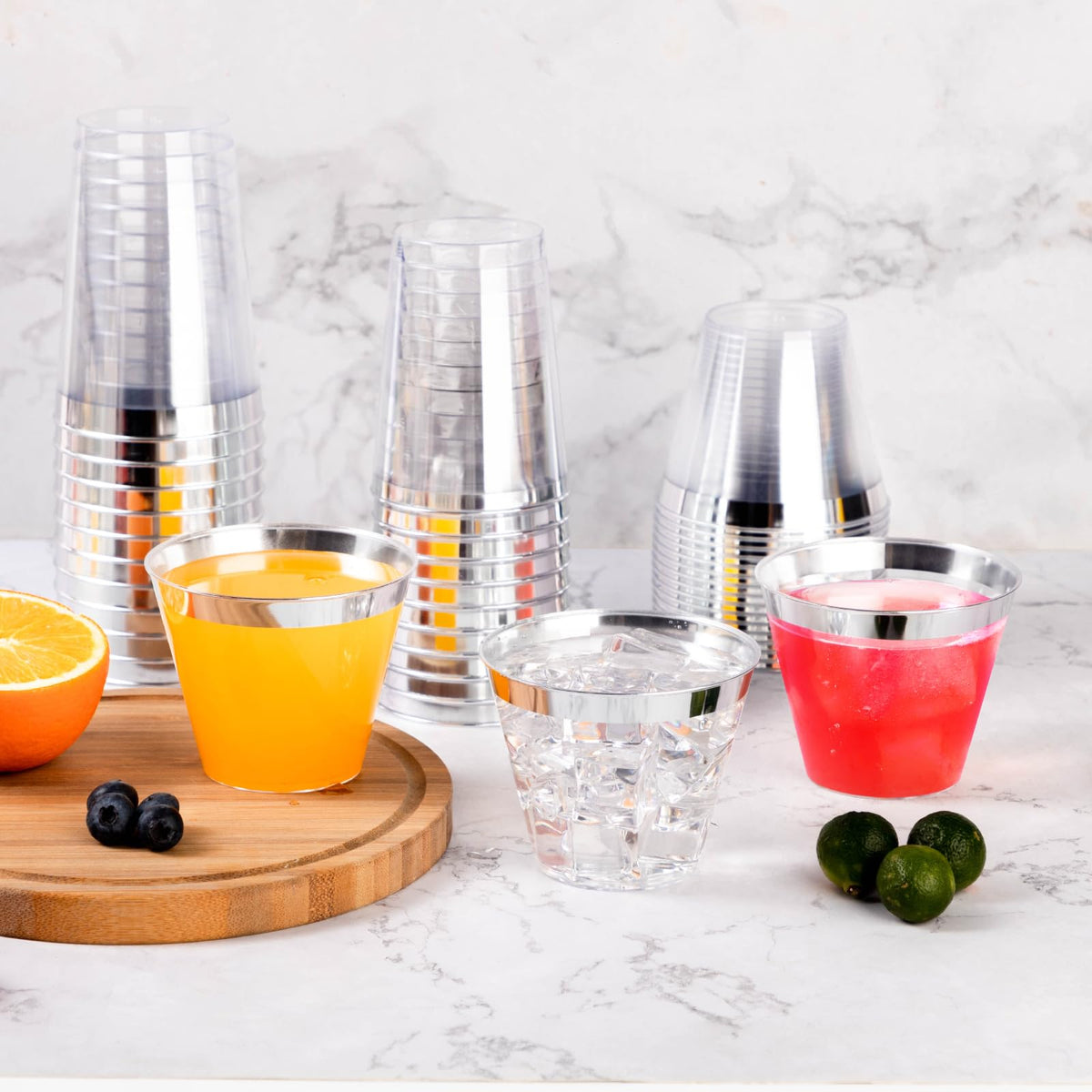 Goodluck 50PCS 9oz Silver Plastic Cups Plastic Cocktail Glasses for Party 🍁 All In One Marketplace Canada