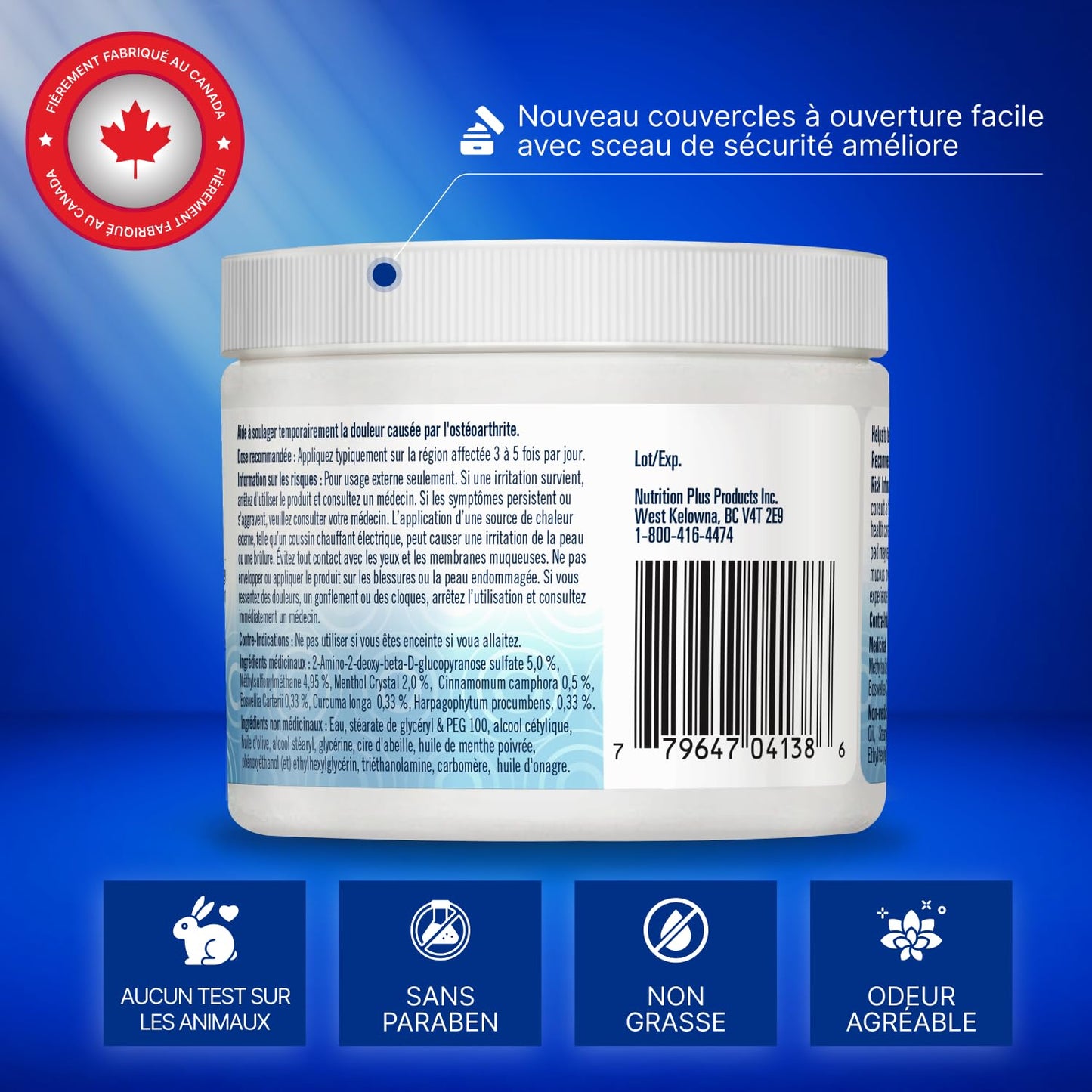 Cooling Arthritis Pain Relief Cream – Non-Greasy & Fast Absorbing Joint Cream with Glucosamine, MSM, Turmeric, Camphor & Menthol. For Joints, Muscles, Hands, Knees, Neck & Back. Made in Canada. - Available at All In One Marketplace Canada