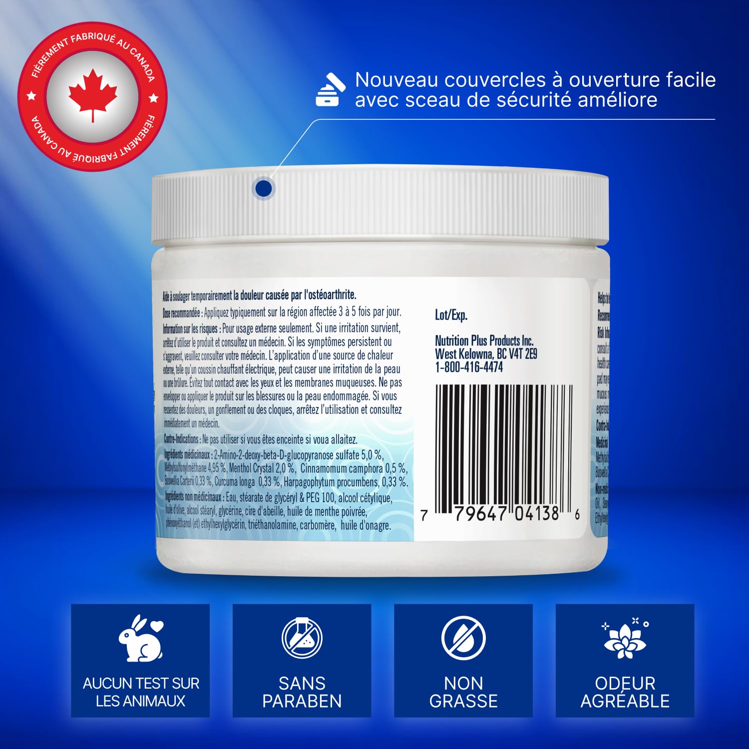 Cooling Arthritis Pain Relief Cream – Non-Greasy & Fast Absorbing Joint Cream with Glucosamine, MSM, Turmeric, Camphor & Menthol. For Joints, Muscles, Hands, Knees, Neck & Back. Made in Canada. - Available at All In One Marketplace Canada