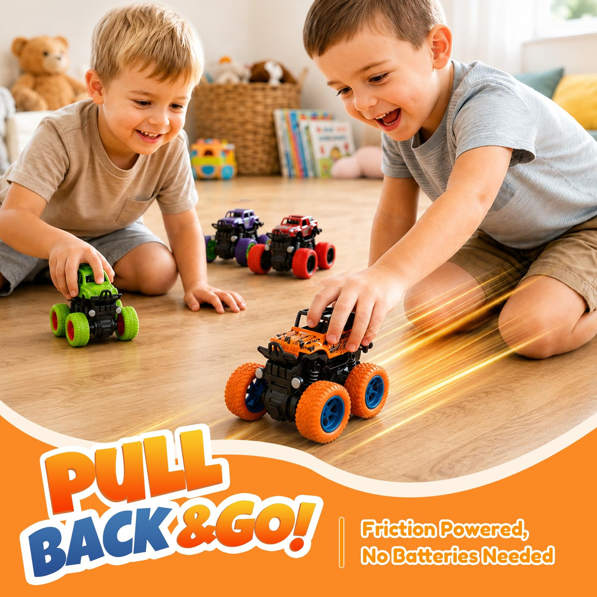 4 Pack Monster Trucks Toys for Boys 2 3 4 5 6 7 Year Old, Friction Powered Pull Back Car Toys for Toddlers Kids Ages 3-5 2-4 4-7, Best Birthday Christmas Party Gift for Boys and Toddlers 🍁 All In One Marketplace Canada