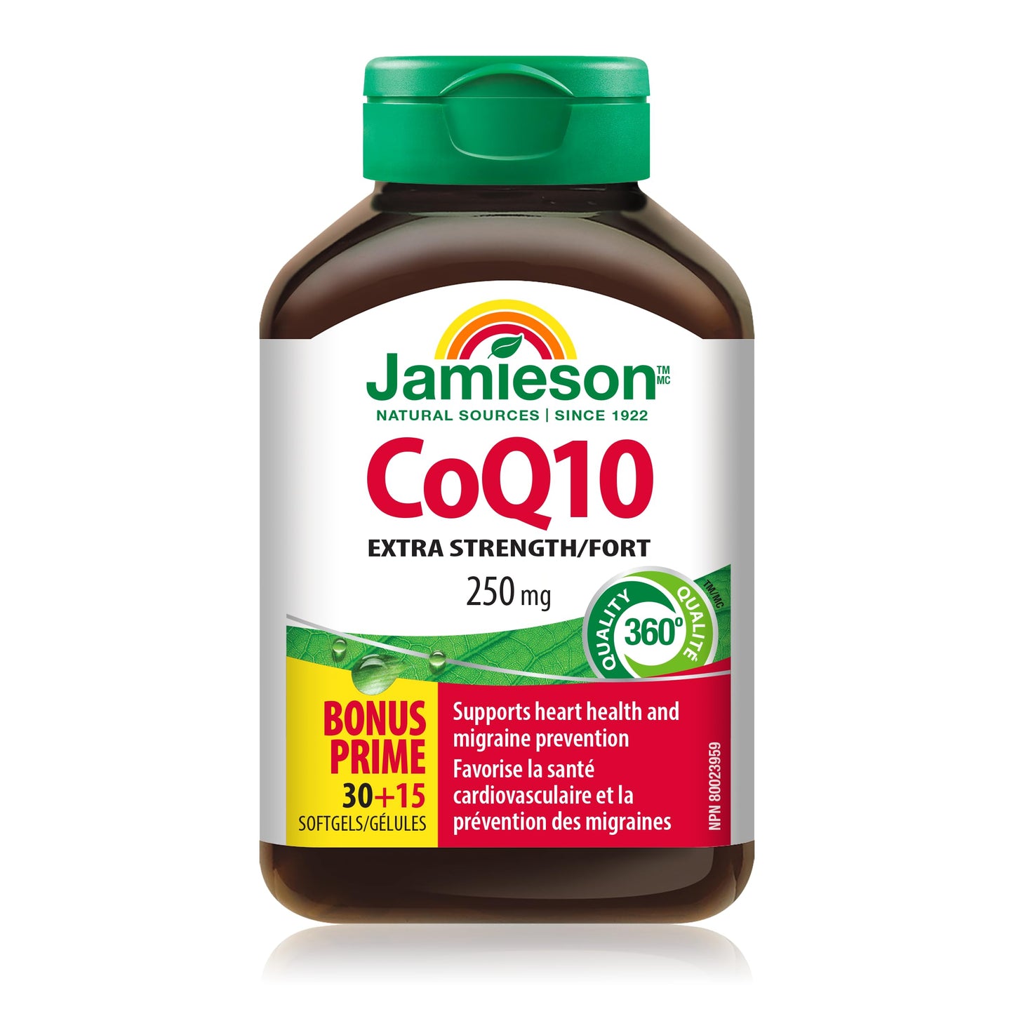 Jamieson CoQ10 250 mg, Coenzyme Q10, Extra Strength, Supports Heart Health, and Helps Prevent Migraines. Non-GMO, Gluten-Free, 45 Softgels, Proudly Canadian 🍁 All In One Marketplace Canada