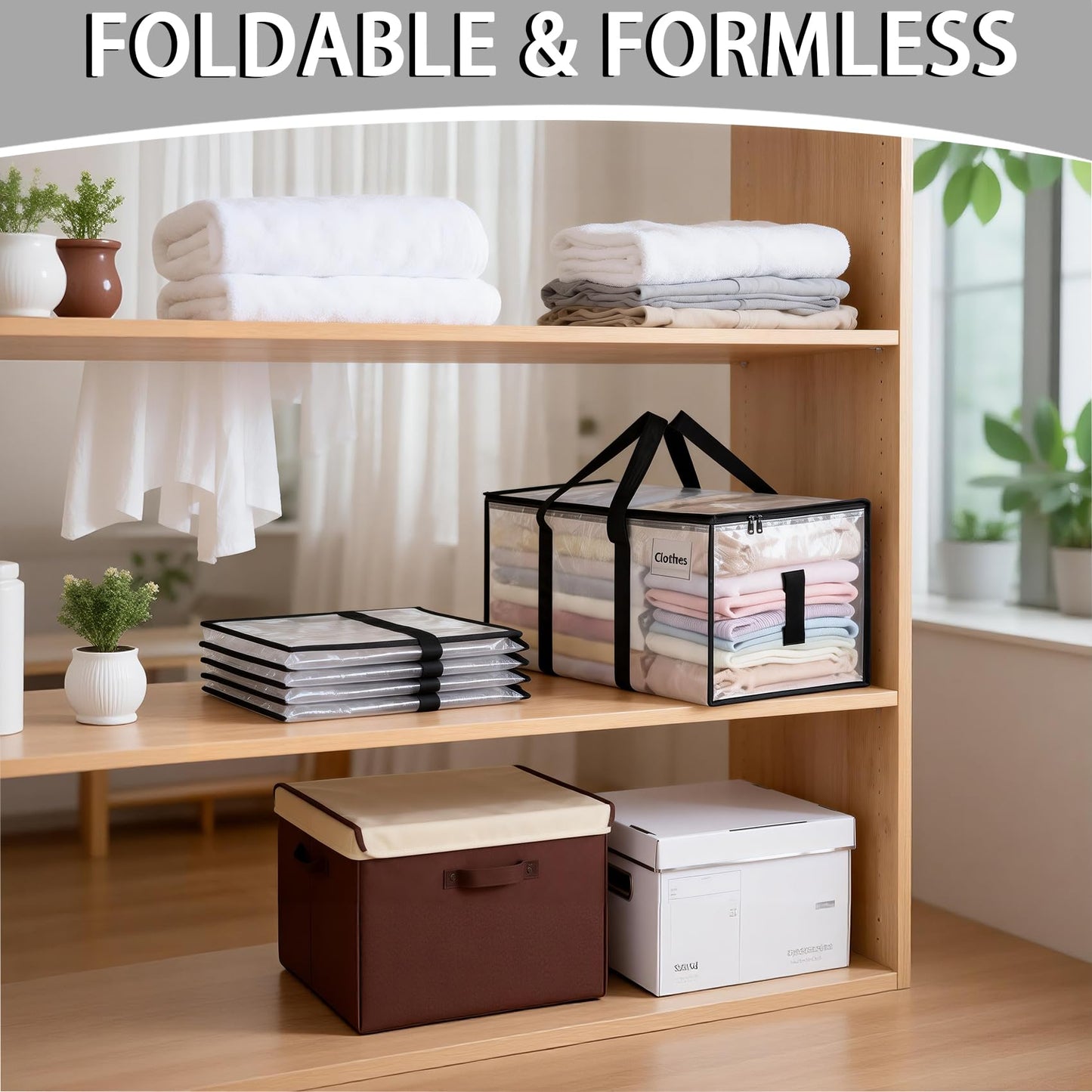 8 Pack Extra Large Heavy Duty Moving Bags,Clear Large Storage Bags with Lids,Moving Boxes with Zippers & Reinforced Handles,Transparent Packing Bags for College Dorm,Traveling,Christmas Decorations - Available at All In One Marketplace Canada