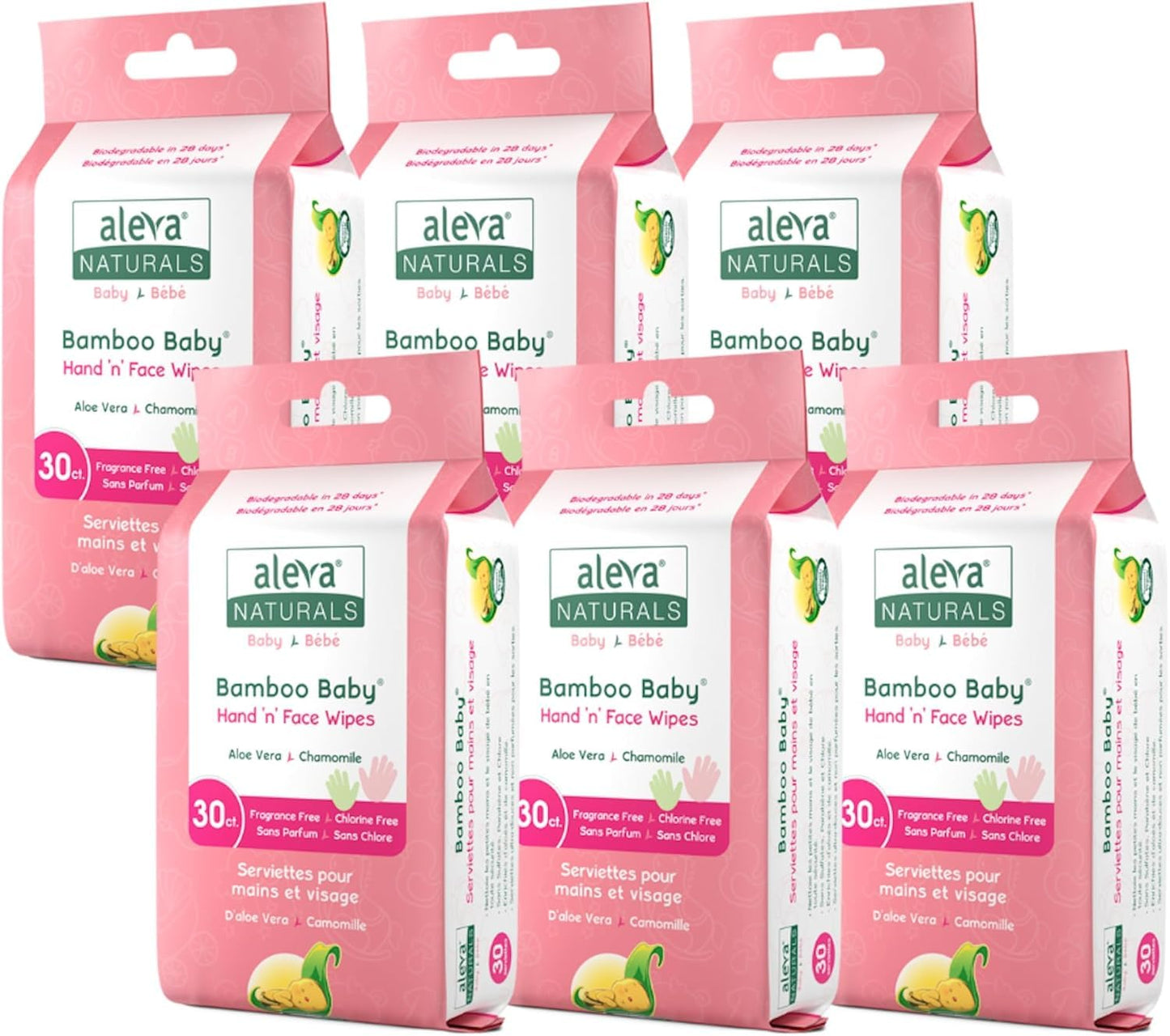 Aleva Naturals Bamboo Baby Hand and Face Wipes - Natural and Organic Ingredients, Cleans and Moisturizes, Extra Strong, and Ultra Soft - Economy Pack- 30ct X 6= 180 Count, Unbleached 🍁 All In One Marketplace Canada