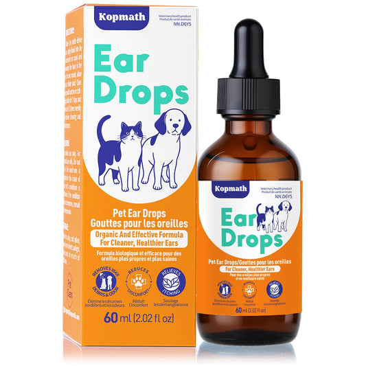 Kopmath Dog Ear Drops, Dog Ear Cleaner, Pet Ear Cleaning, Natural Solution for Dogs and Cats,60ml with Dropper - Available at All In One Marketplace Canada