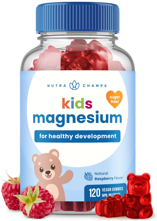 Magnesium For Kids - 120 Count - Sugar Free Calm Magnesium Gummies for Kids - 4 Month Supply - Supports Bone Health, Sleep - Chewable Gummy Vitamin Supplement - Available at All In One Marketplace Canada