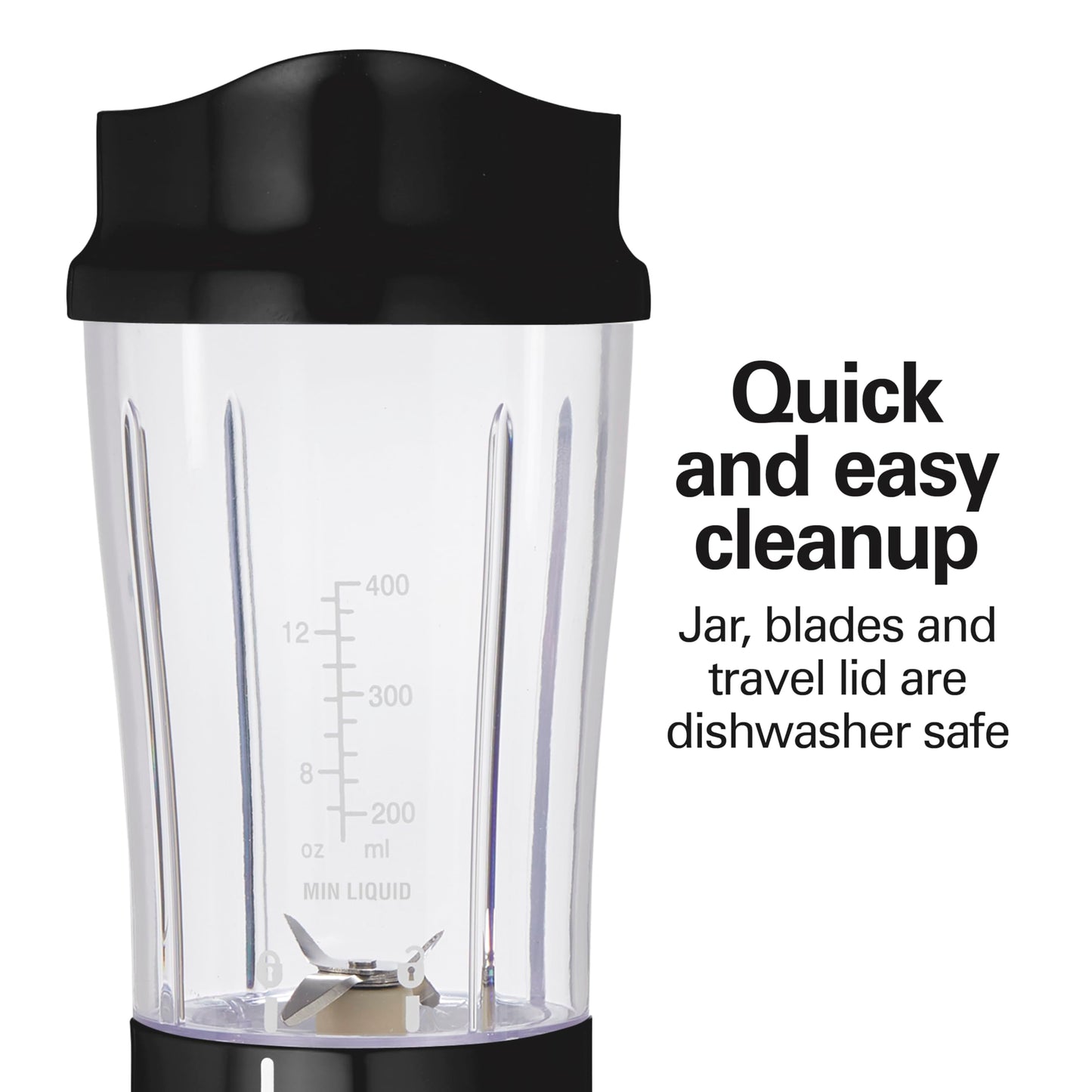 Hamilton Beach Personal Blender for Shakes and Smoothies with 14 Oz Travel Cup and Lid, Black (51101BC)