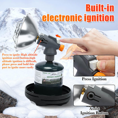 GFTIME Portable Camping Heater, 4,300 BTU 2-in-1 Propane & Butane Heater with High-Altitude Ignition, Tent Heater for Outdoor, Hiking, Fishing, Patio, Fast Heat, Adjustable Portable Heater for Winter 🍁 All In One Marketplace Canada