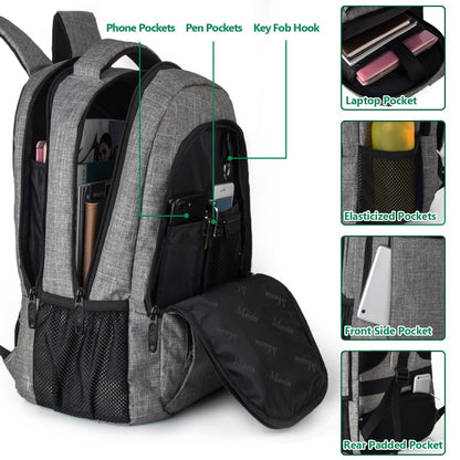 MATEIN Travel Laptop Backpack, Business Anti Theft Slim Sturdy Laptops Backpack, Water Resistant College School Computer Bag Gift for Men & Women Fits 15.6 Inch Notebook, Grey