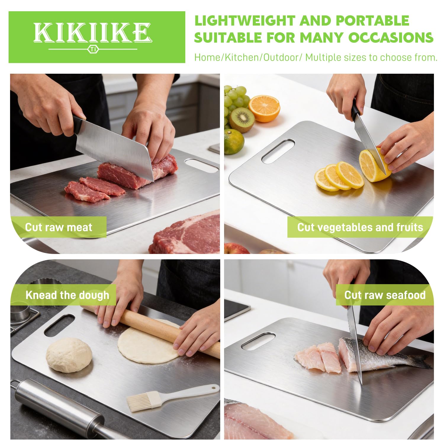 Titanium Cutting Board 2026 New Upgrade 100% Pure Titanium Cutting Boards for Kitchen - Double-Sided Food-Grade titanware Cutting Board Non-Stick Durable and Easy to Clean (13.3 x 9 in)